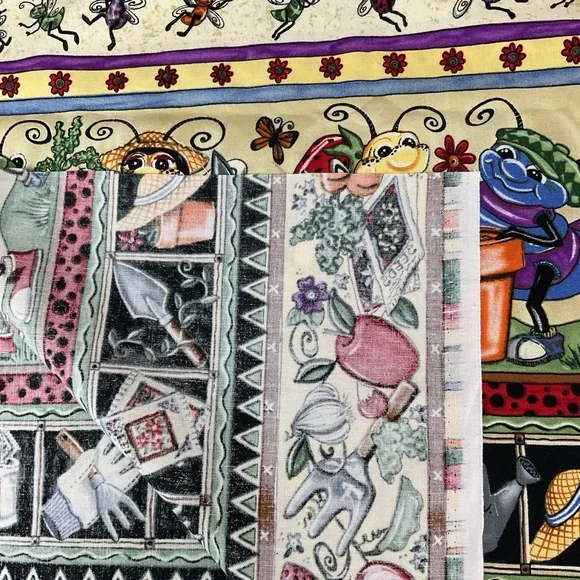 Vintage Bonijean Botanical Bugs cotton fabric 80” x 44.5” - Picture 8 of 8